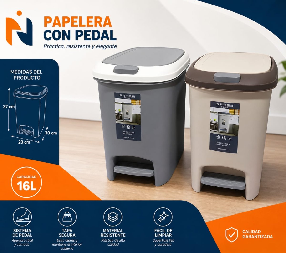 TACHO DE BASURA CON PEDESTAL