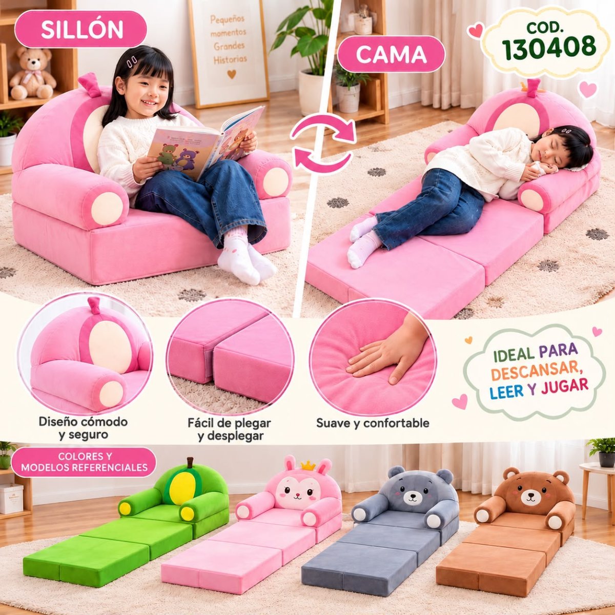 SOFÁ CAMA KAWAII DE NIÑOS