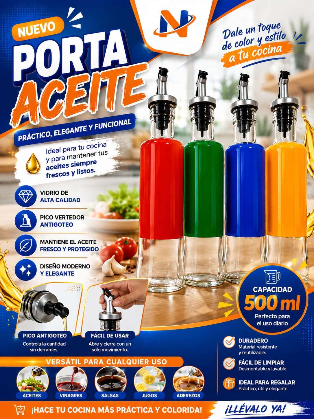 PORTA ACEITÉ DE VIDRIO