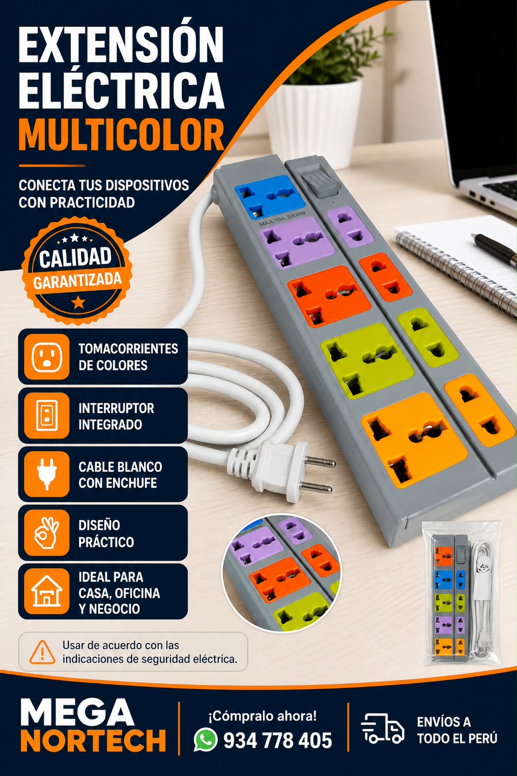 EXTENSIÓN CON 9 CONECTORES